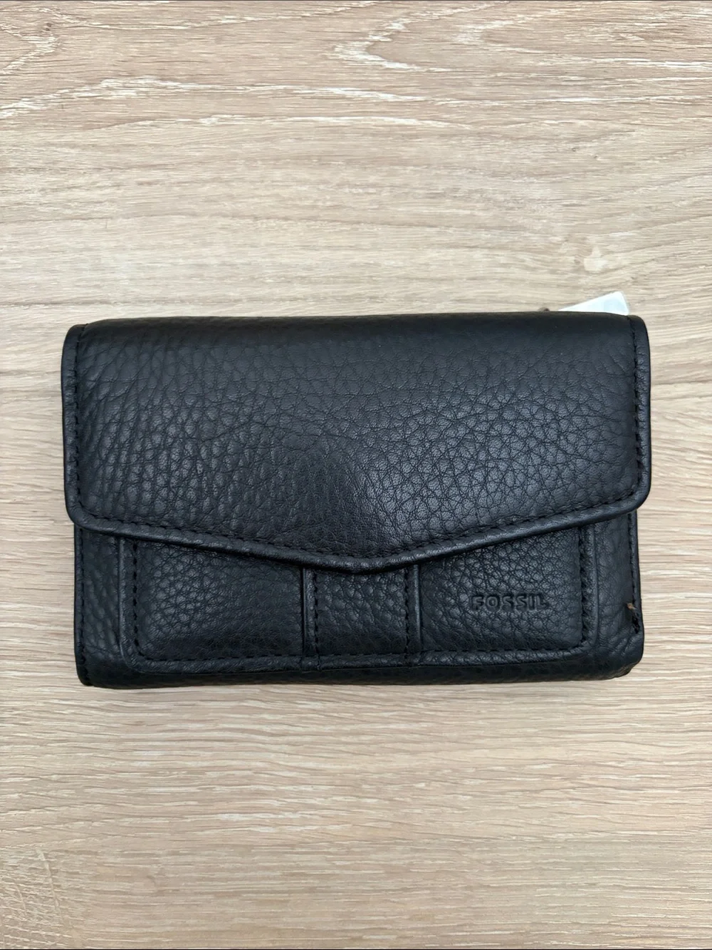 Fossil Black Textured Leather Fold Wallet